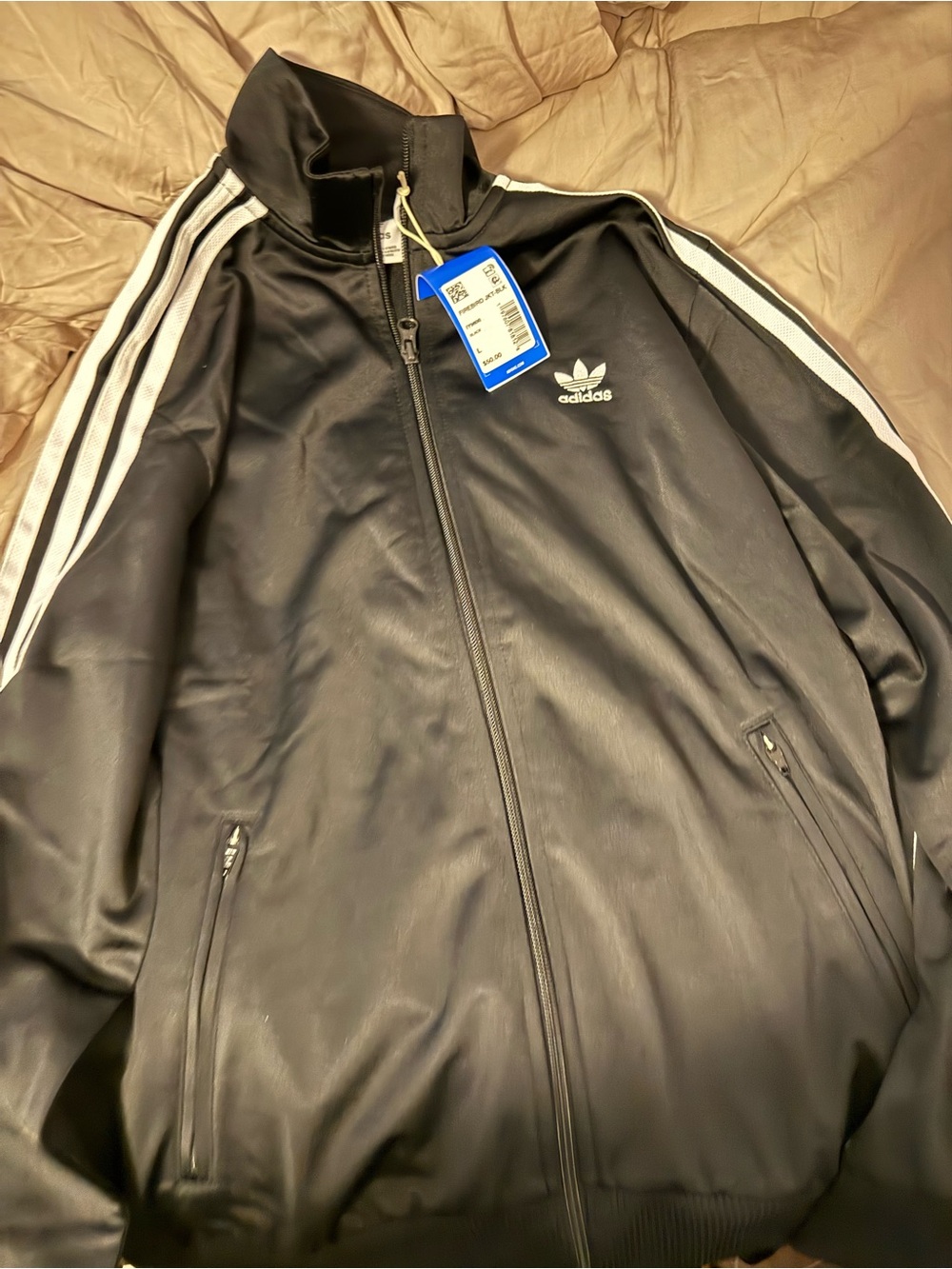 adidas Boys Black Three-Stripe Track Jacket
